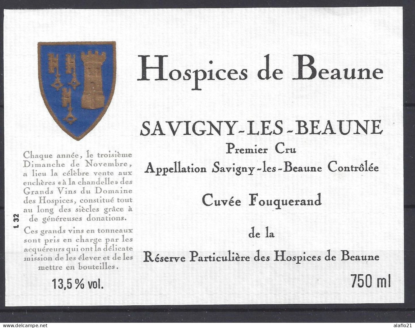 ETIQUETTE - HOSPICES De BEAUNE - SAVIGNY Les BEAUNE - Cuvée Fouquerand - Bourgogne
