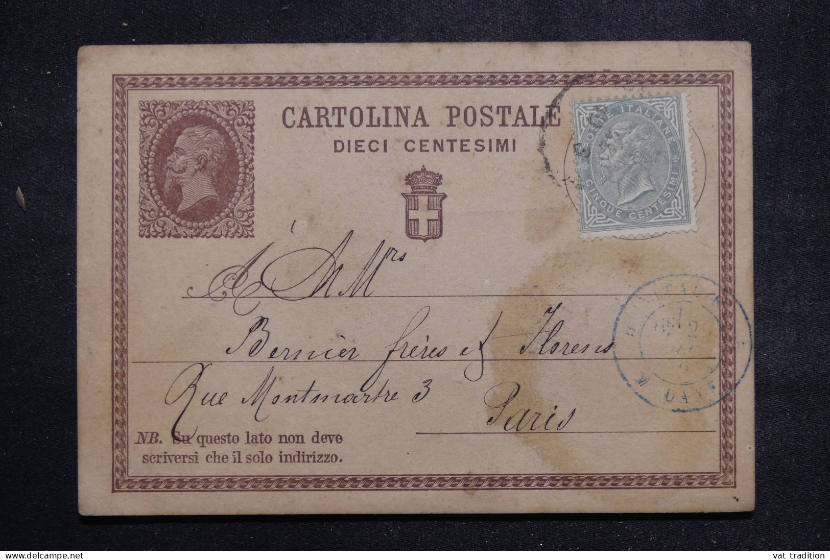 ITALIE - Entier Postal + Complément De Firenze Pour La France En 1876  - L 146735 - Entiers Postaux