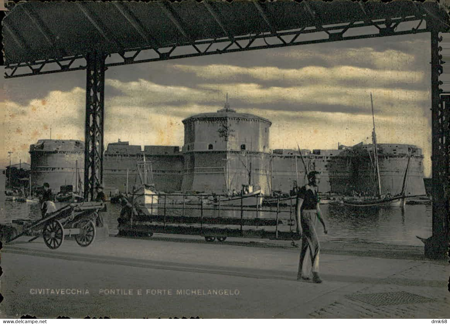 CIVITAVECCHIA - PONTILE E FORTE MICHELANGELO - EDIZIONE L'ETRURIA - SPEDITA 1940 ( 17900 ) - Civitavecchia