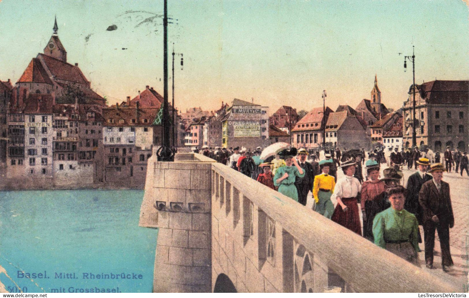 SUISSE - Basel - Mittl Rheinbrücke Mit Grossbasel - Colorisé - Carte Postale Ancienne - Sonstige & Ohne Zuordnung