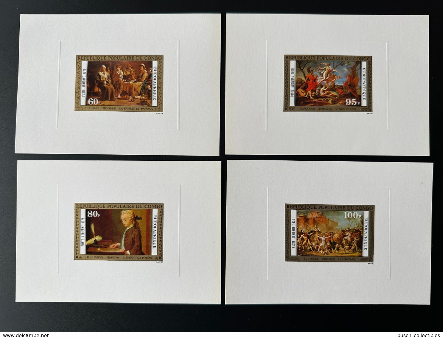 Congo 1976 Mi. 523 - 526 Epreuve De Luxe Proof Europafrique Tableaux Painting Art Kunst Le Nain Chardin Poussin David - Other & Unclassified