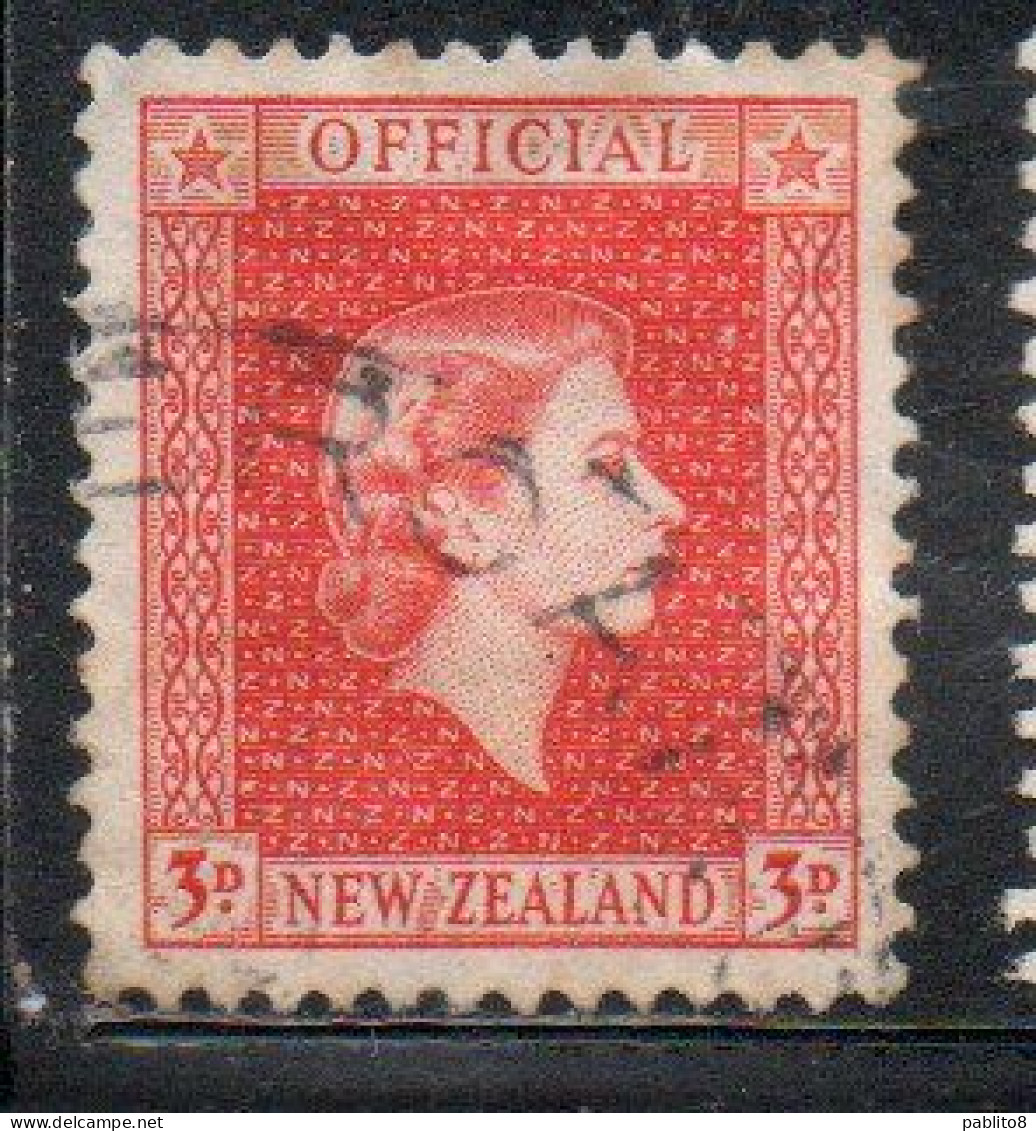 NEW ZEALAND NUOVA ZELANDA 1954 OFFICIAL STAMPS QUEEN ELIZABETH II 3p USED USATO OBLITERE' - Service