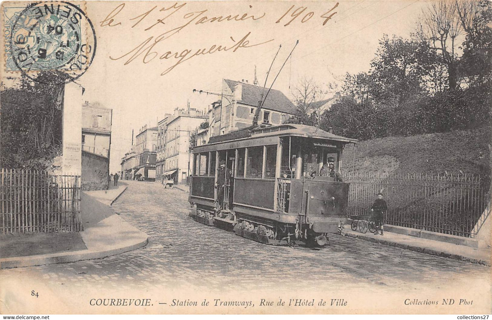 92-COURBEVOIE- STATION DE TRAMWAYS, RUE DE L'HÔTEL DE VILLE - Courbevoie