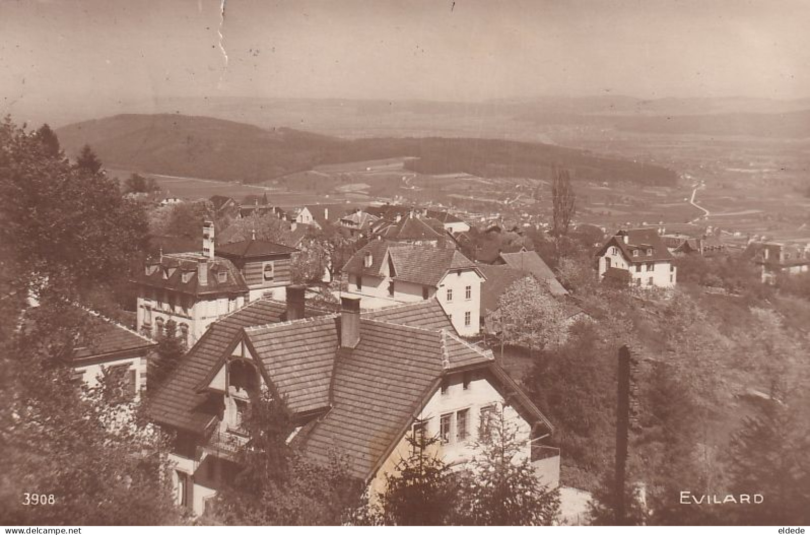 Real Photo Evilard  Vue Aerienne 1923 Timbre Vers Villa Marie Louise Cannes Aguillon  Edit Zbinden - Evilard