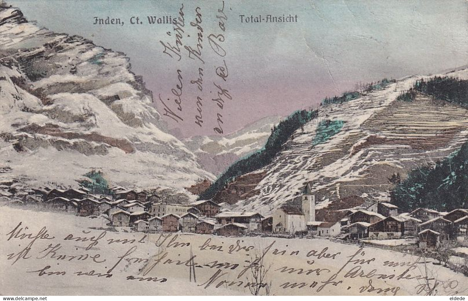 Inden Ct. Wallis Total Ansicht Hand Colored  Loeche Ville Vers Fereyrolles Par La Tour D' Auvergne 63 Ida Serre Troger - Loèche