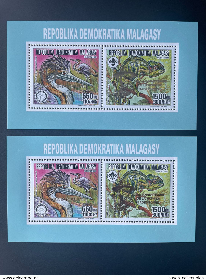 Madagascar Madagaskar 1993 Mi. 1534 1535Aa B Klb Gold Silver Overprint Scouts Jamboree Baden-Powell Lions International - Unused Stamps