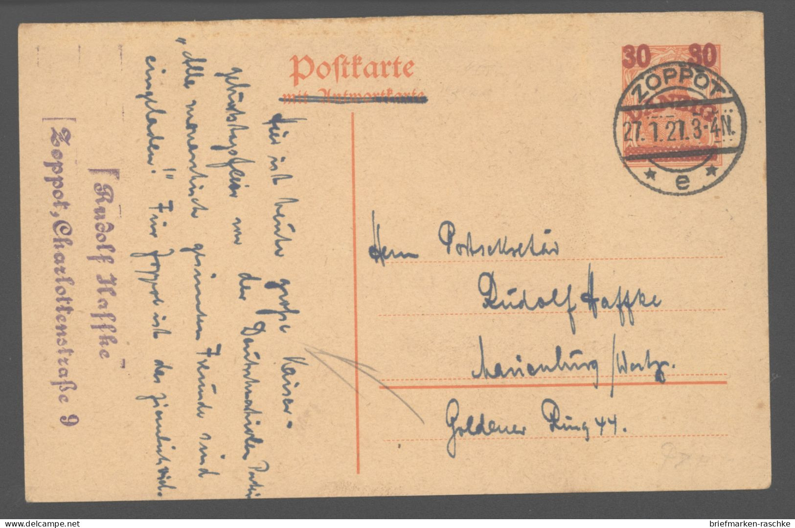 Danzig,P8 F,gep  (230) - Entiers Postaux