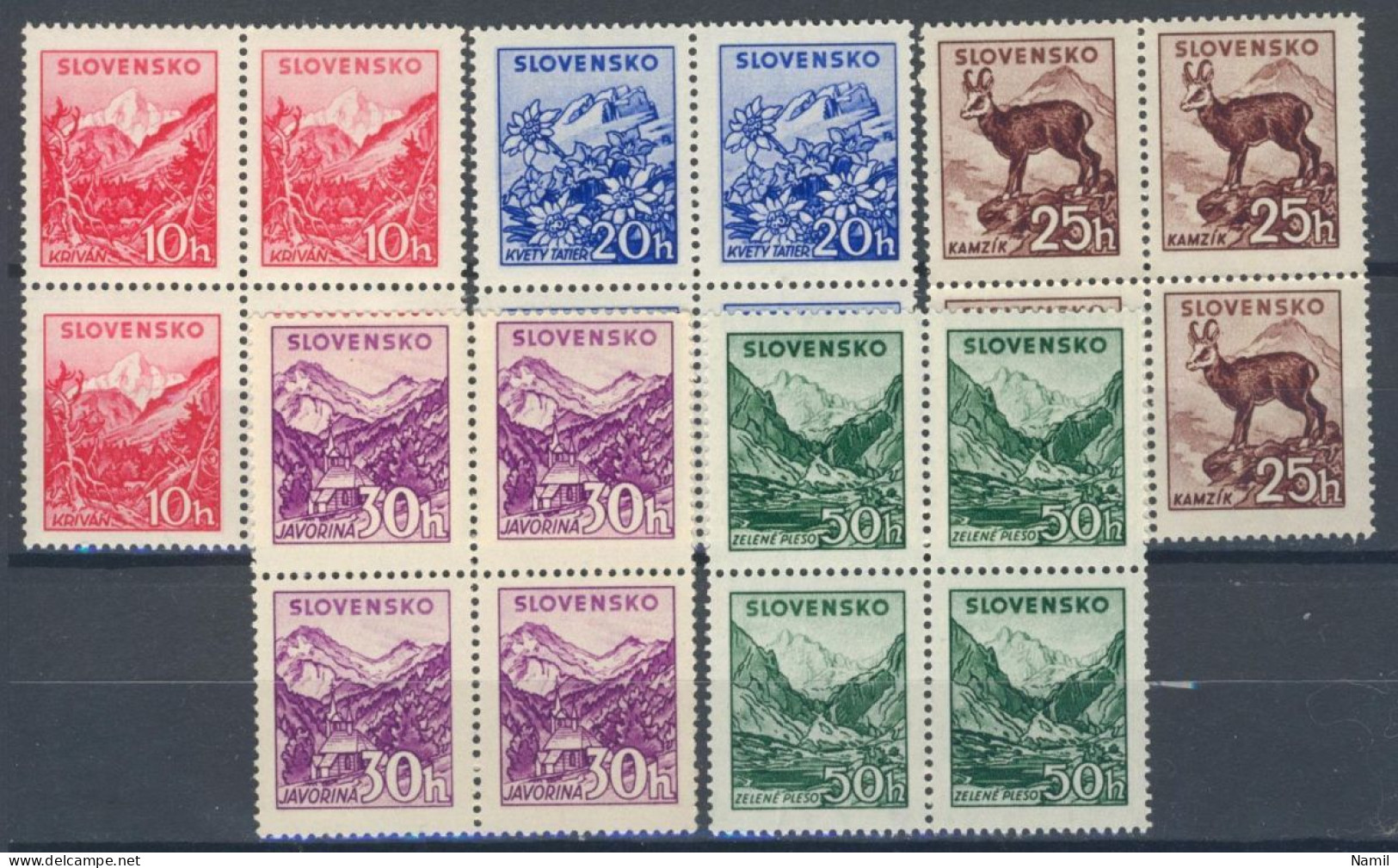 Slovaquie 1944 Mi 142-6 (Yv 112-6), (MNH)** Blocs De 4 - Nuevos