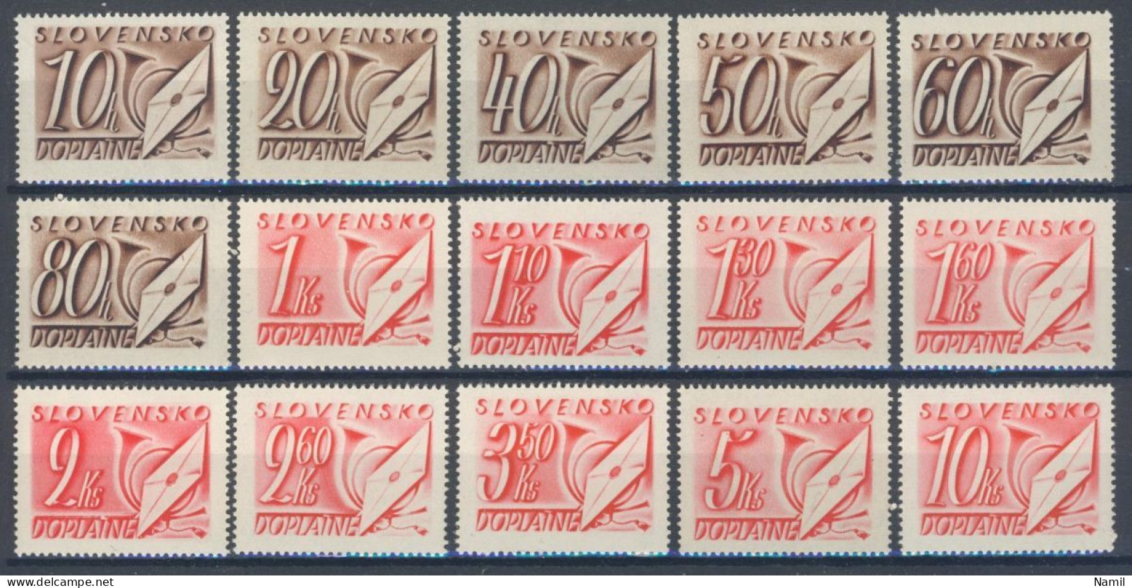 Slovaquie 1942 Mi P 24-38 (Yv TT 26-40), (MNH)** - Neufs