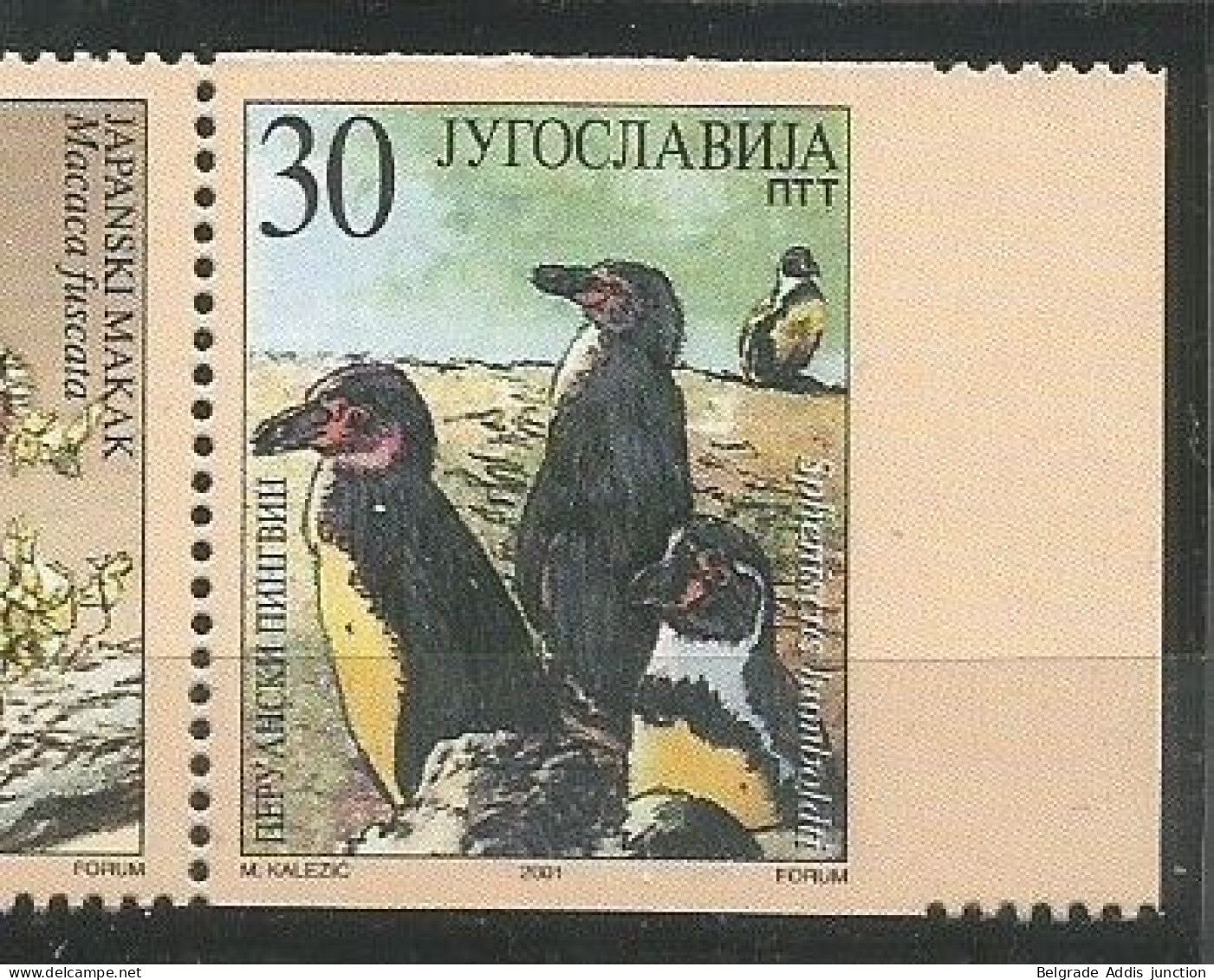 Yugoslavia Serbia ERROR Mi.3016U IMPERFORATED MNH / ** 2001 Fauna Lion Bear Birds - Sin Dentar, Pruebas De Impresión Y Variedades