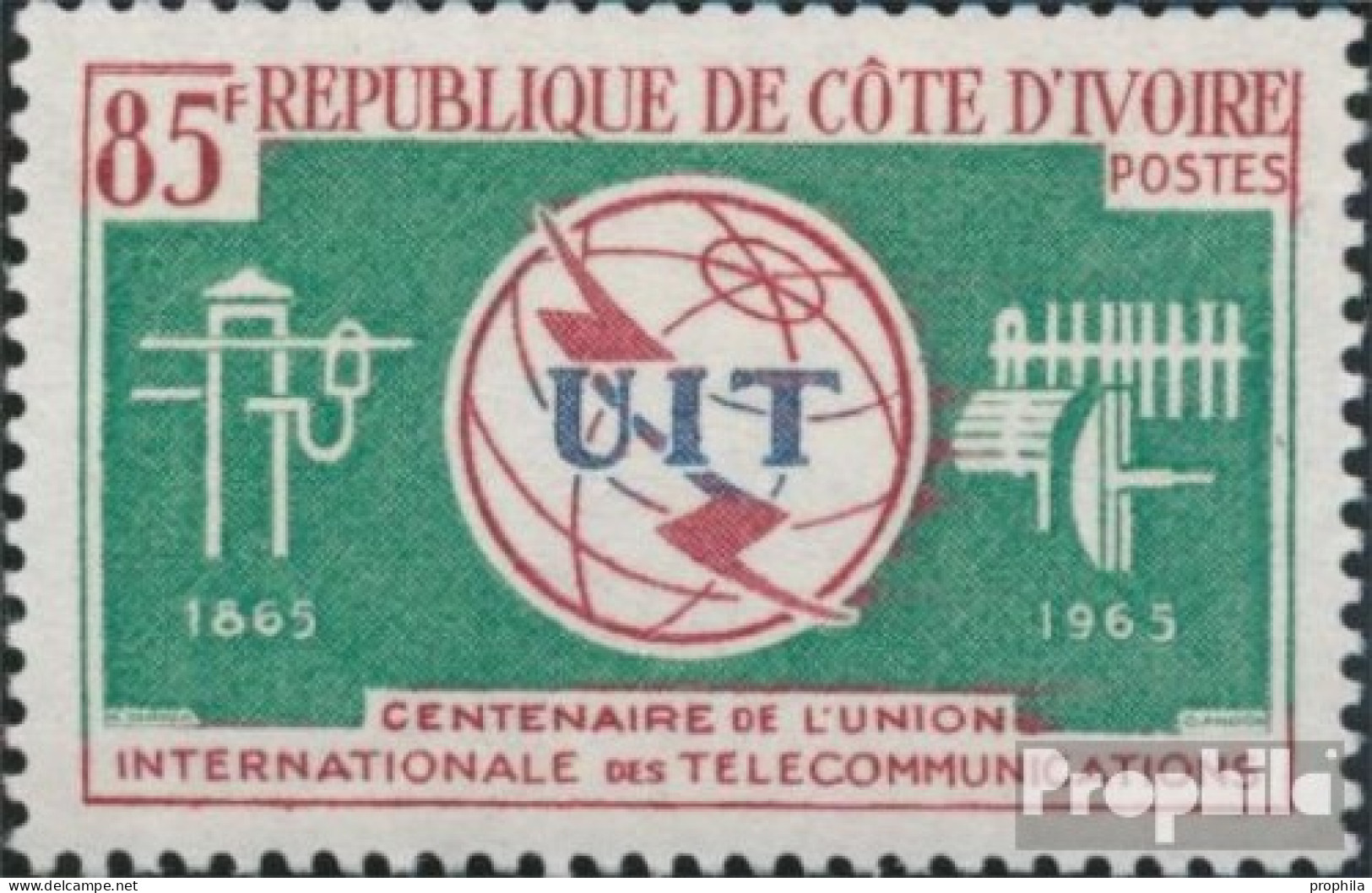 Elfenbeinküste 283 (kompl.Ausg.) Postfrisch 1965 Internationale Fernmeldeunion - Côte D'Ivoire (1960-...)