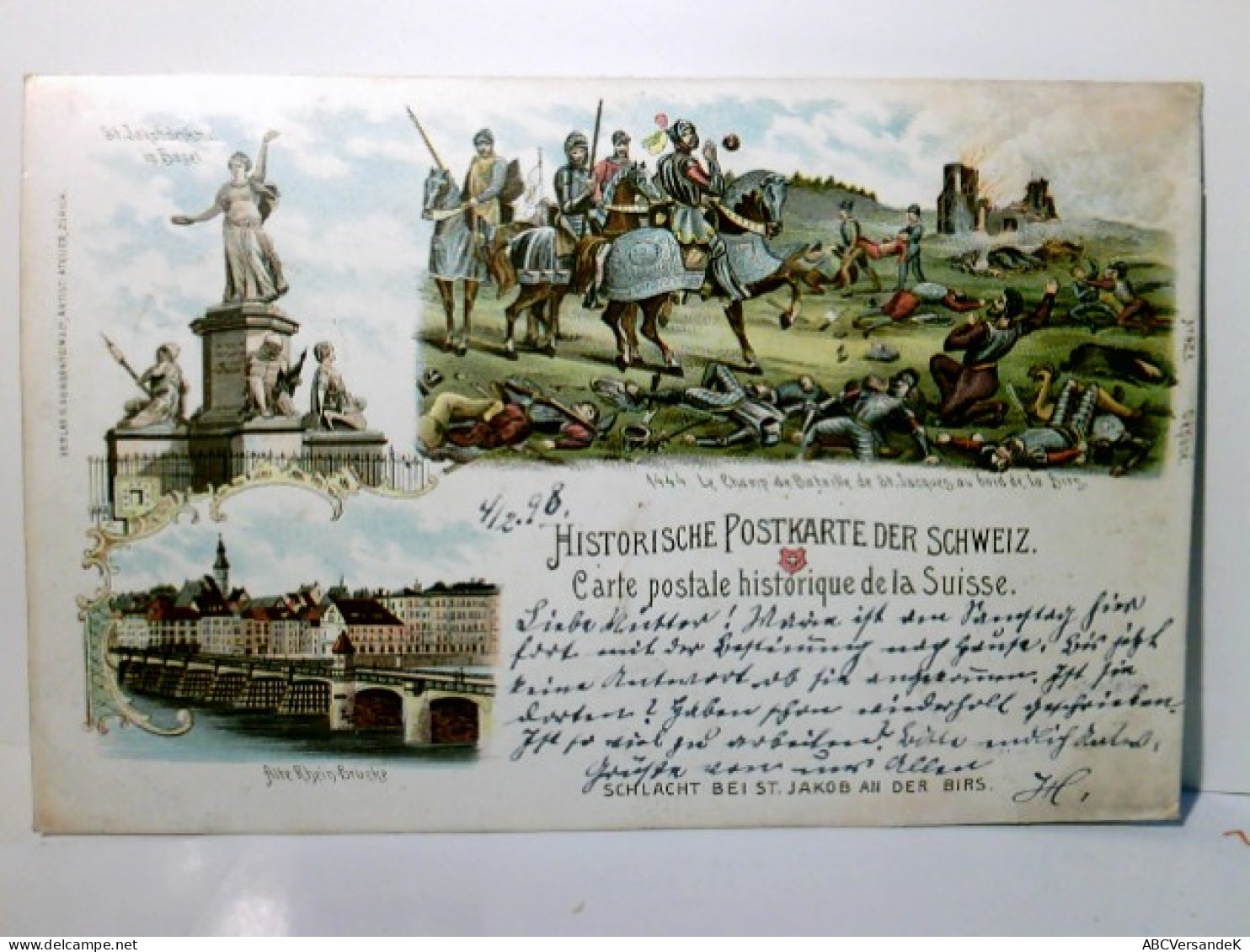 Historische Postkarten Der Schweiz. Schlacht Bei St. Jakob An Der Birs. Alte Ansichtskarte / Lithographie Farb - Risch-Rotkreuz