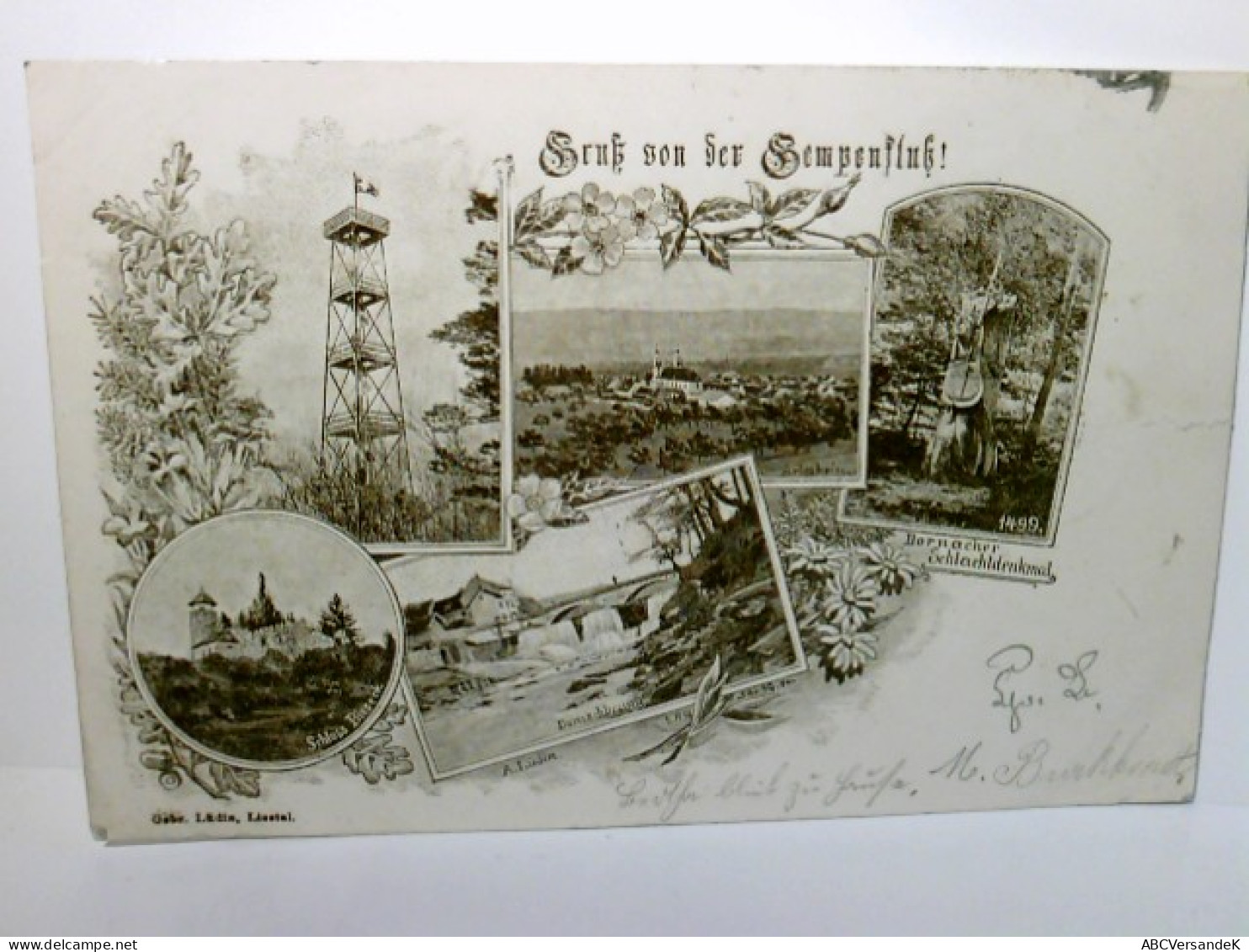 Gempenfluh. Gruss Von Der.., Alte Ansichtskarte / Lithographie / Wohl Vorläufer ? S/w, Gel. 1898. 5 Ansichten - Gempen