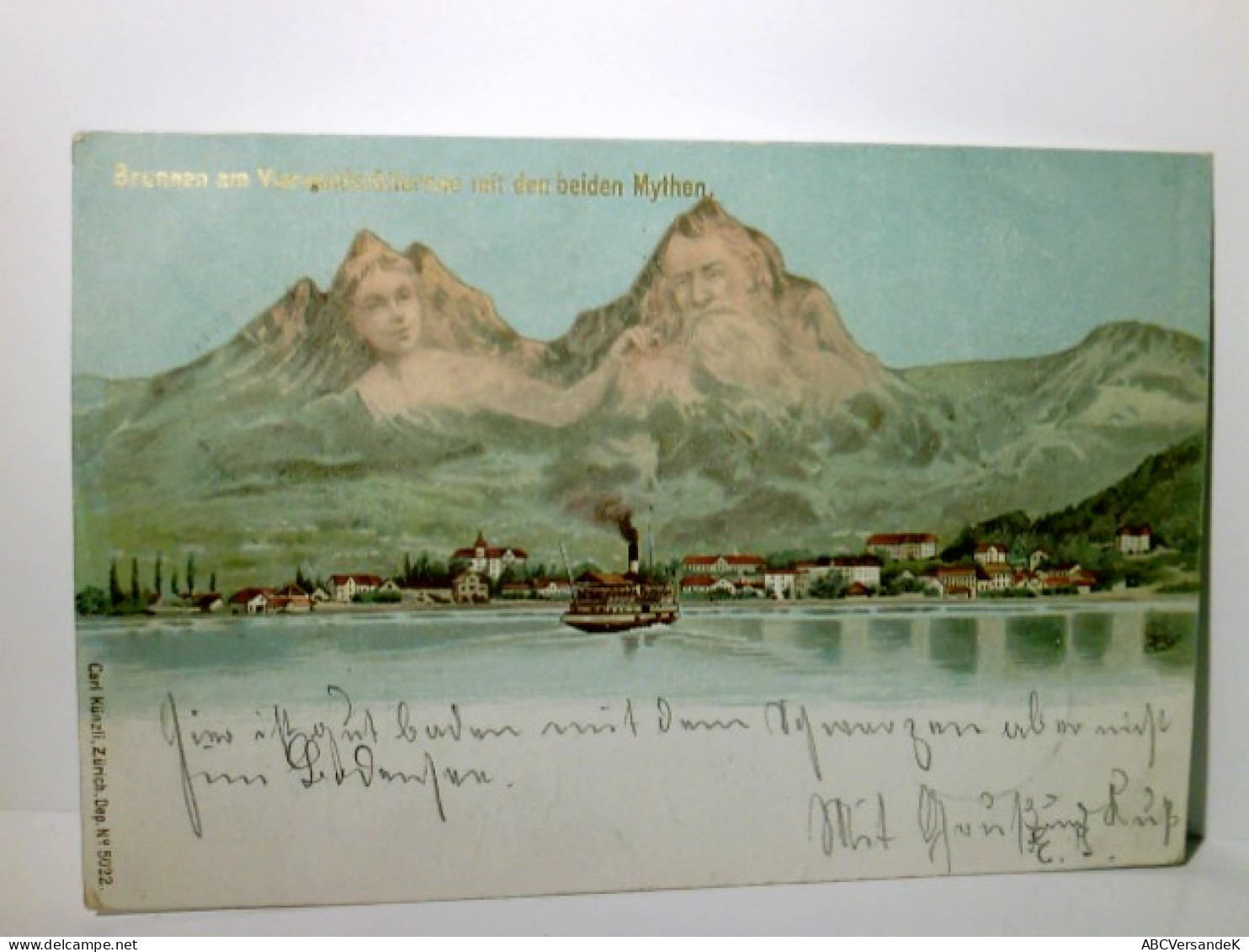 Brunnen Am Vierwaldstättersee Mit Den Beiden Mythen. Alte Ansichtskarte / Lithographie Farbig, Gel. 1899. Blic - Wald