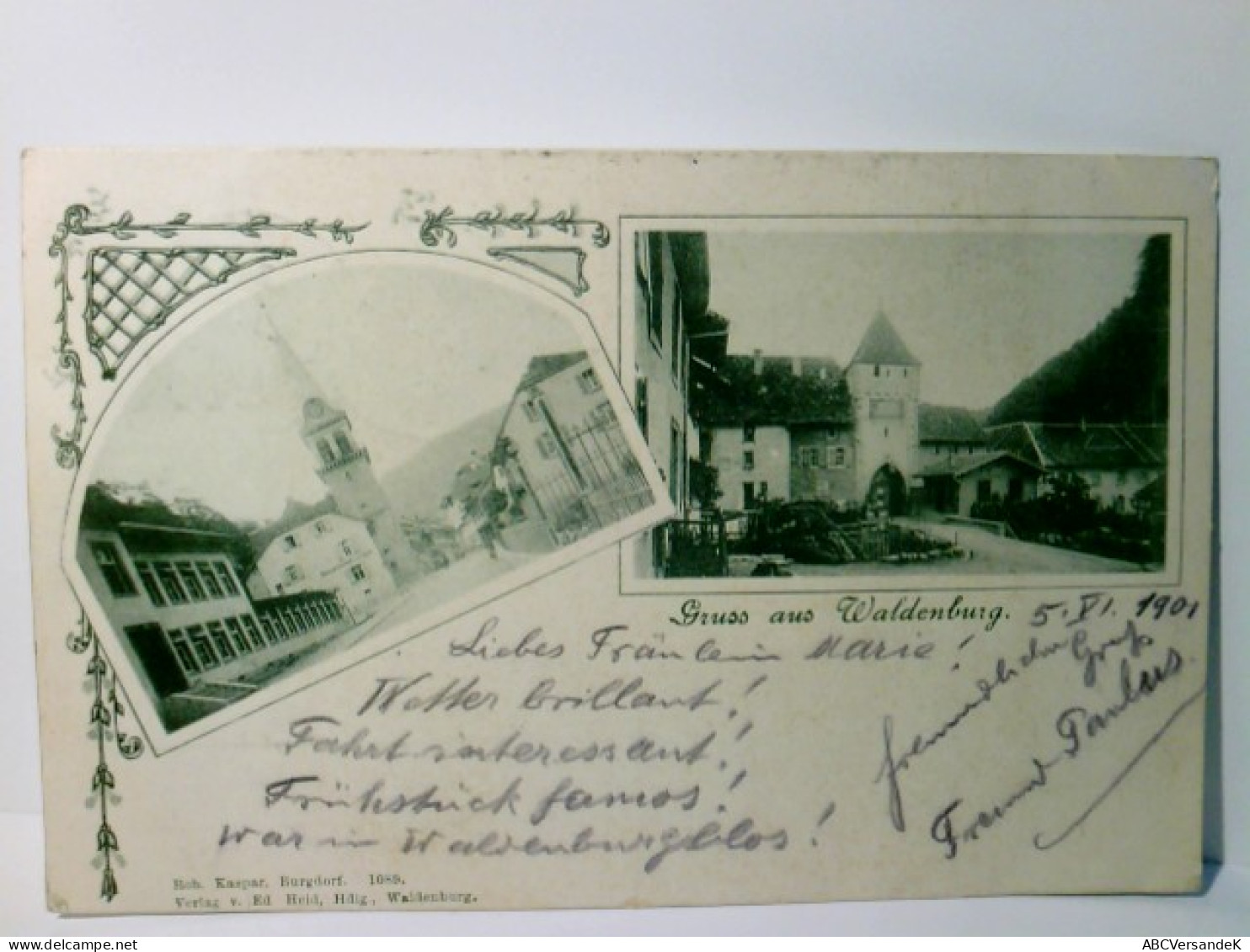 Waldenburg. Gruss Aus.., Schweiz. Alte Ansichtskarte / Lithographie S/w, Gel. Um 1901. Dorfstrasse Mit Kirche, - Wald