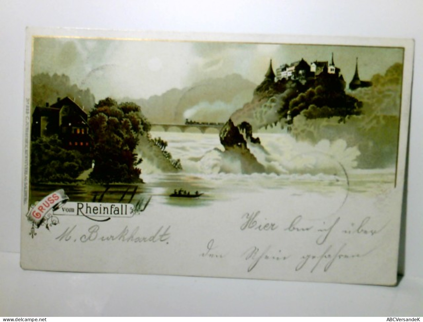 Schaffhausen. Gruss Vom Rheinfall. Schweiz. Alte Ansichtskarte / Lithographie Farbig, Gel. 1897. Blick Zum Rhe - Hausen Am Albis 