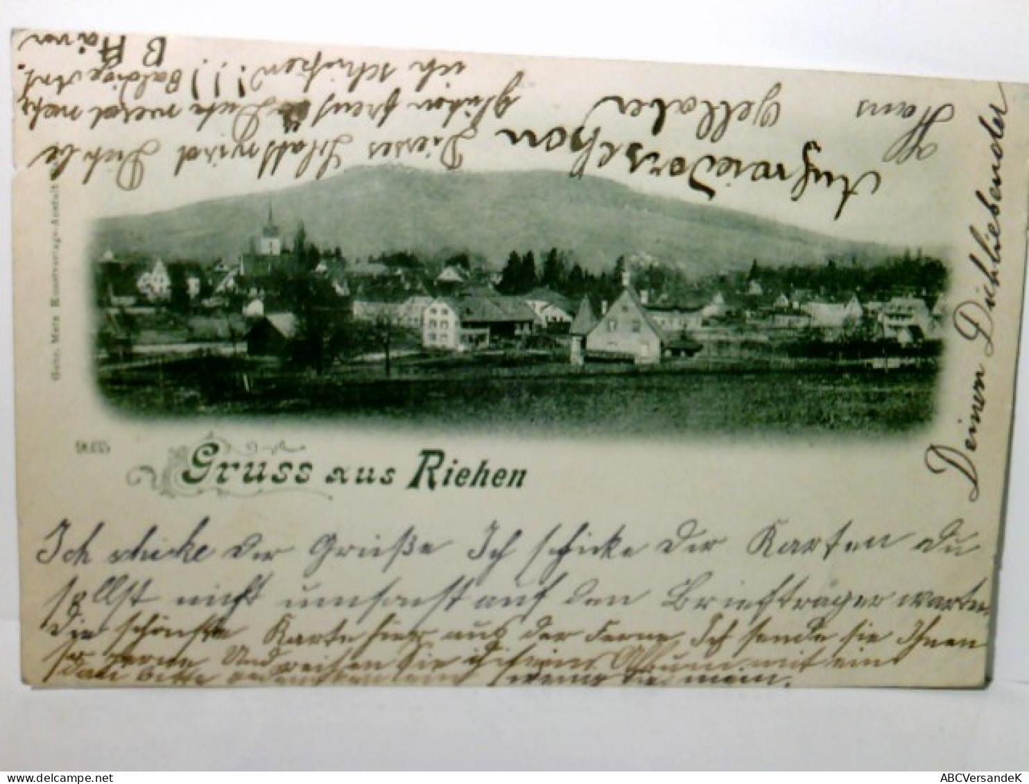 Riehen. Gruss Aus.., Schweiz. Alte Ansichtskarte / Lithographie S/w, Gel. 1898. Panoramablick Zum Ort. Nr. 903 - Riehen