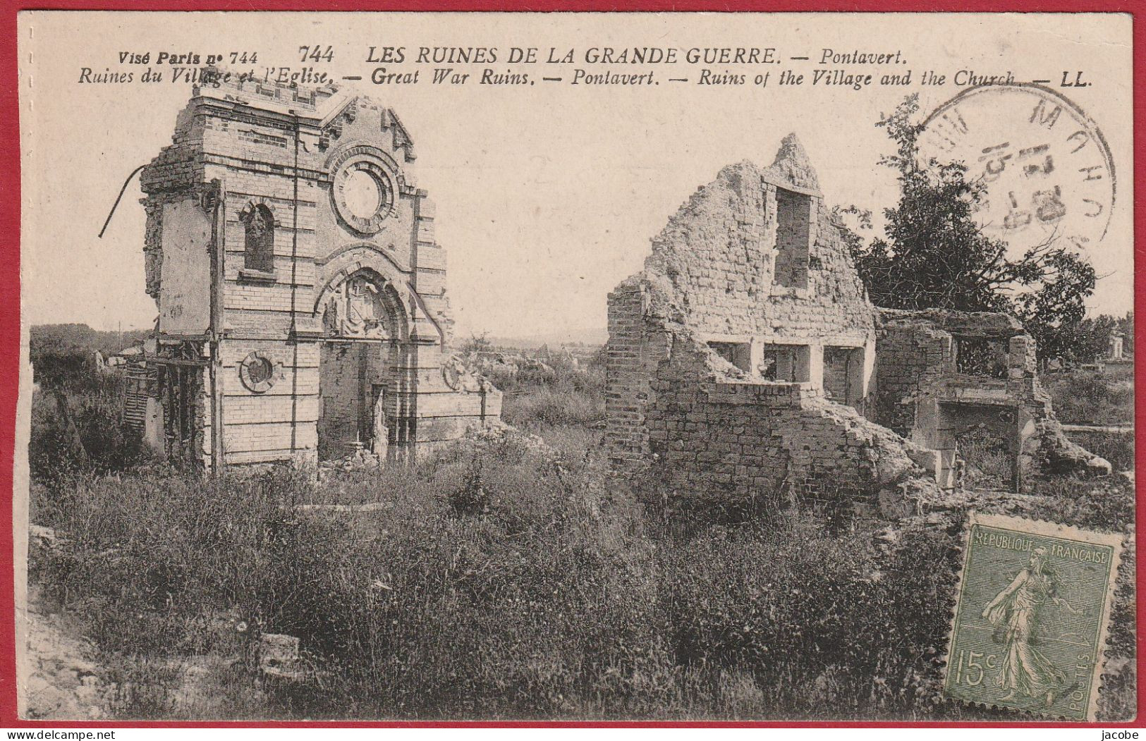 Lot 3 Cartes "  Aisne " Pontavert .1 - Pontavert .7.  Un Coin De La Grande Rue. 2 ) Ruines Du Village .3 ) 707-L'église - Craonne