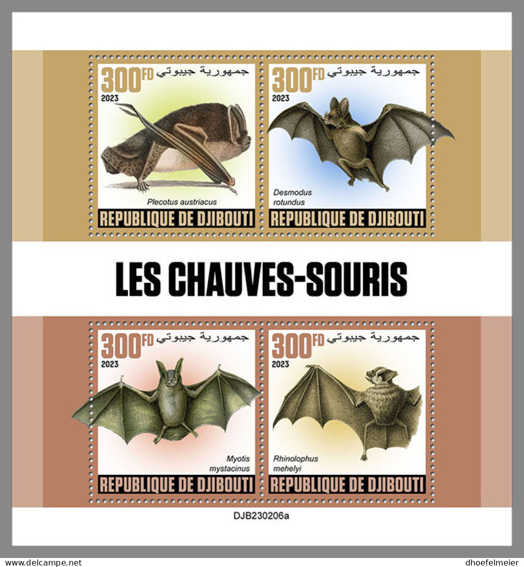 DJIBOUTI 2023 MNH Bats Fledermäuse Chauves-souris M/S - OFFICIAL ISSUE - DHQ2335 - Chauve-souris