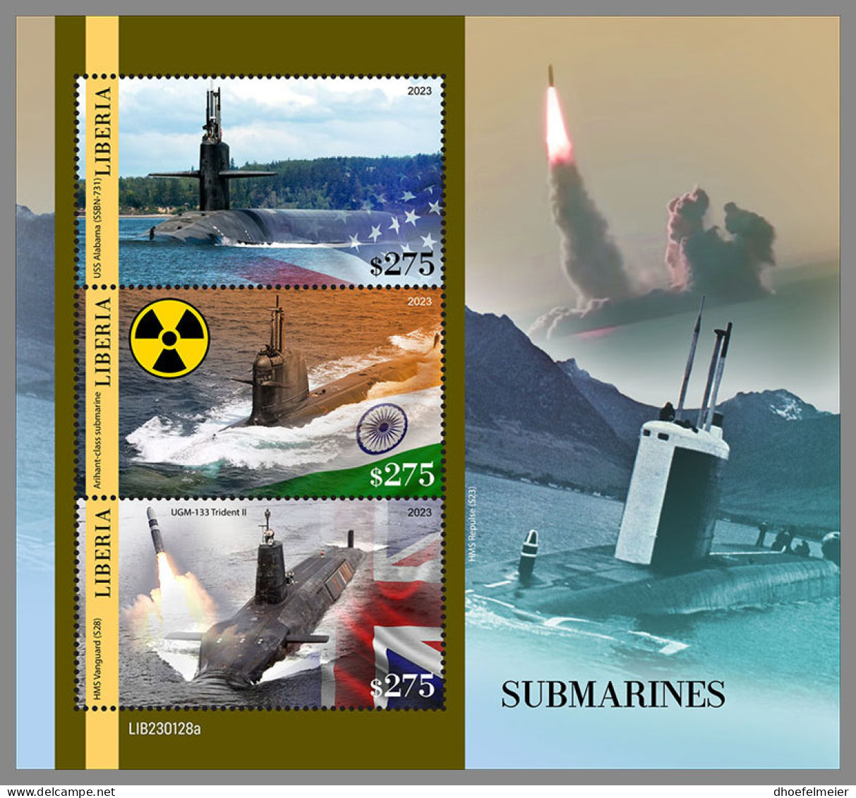 LIBERIA 2023 MNH Submarines U-Boote Sous-marins M/S - OFFICIAL ISSUE - DHQ2335 - U-Boote