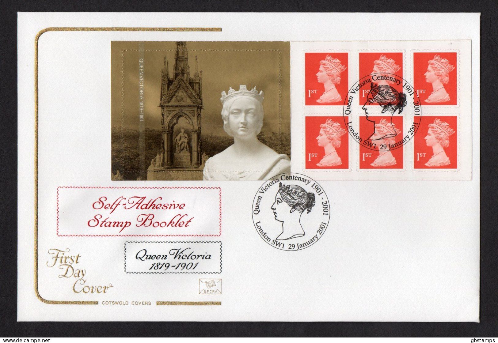 2001 Queen Victoria Centenary Self Adhesive Booklet SG MB2 Clean Cotswold FDC Post Free(UK) - 2001-2010 Decimal Issues