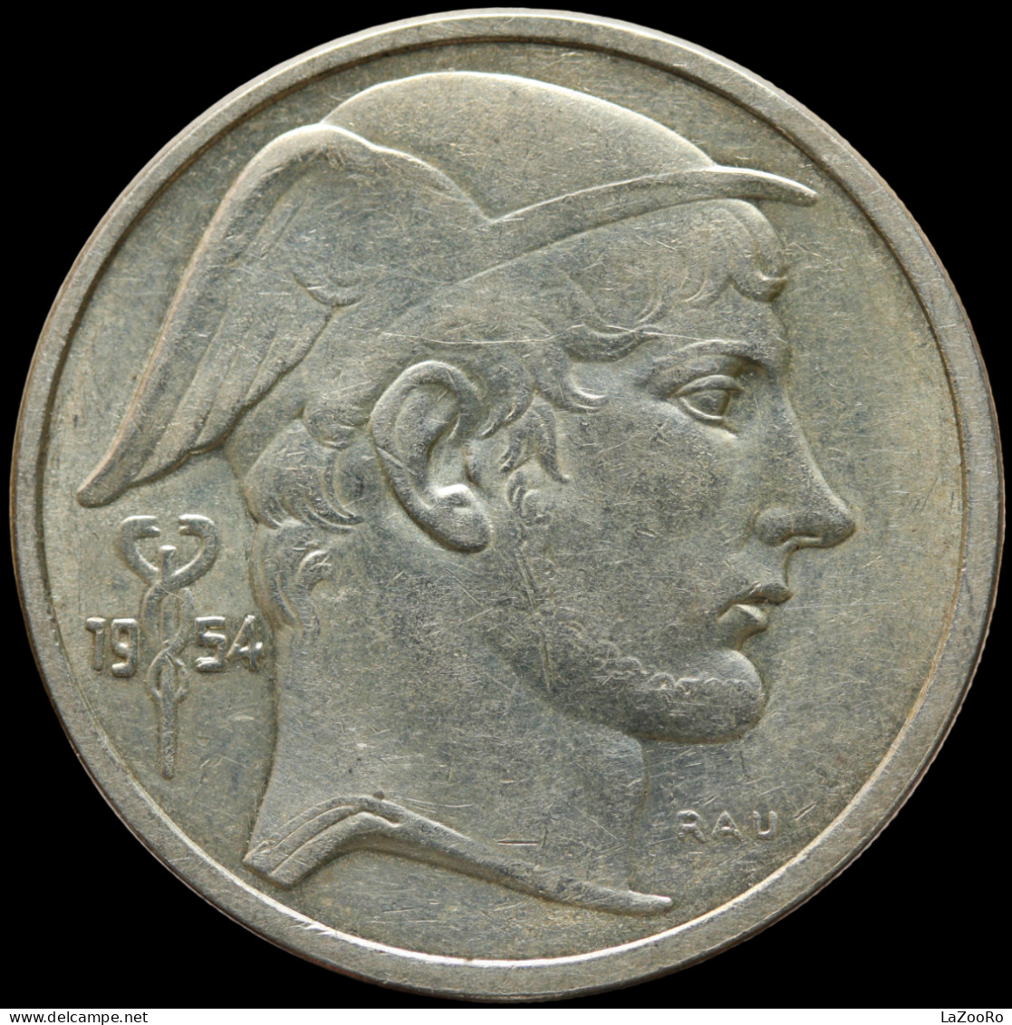 LaZooRo: Belgium 50 Francs Frank 1954 UNC - Silver - 50 Franc