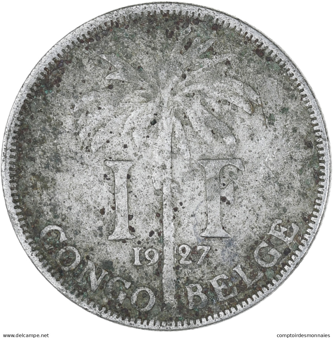 Monnaie, Congo Belge, Franc, 1927, B, Cupro-nickel, KM:20 - 1910-1934: Albert I