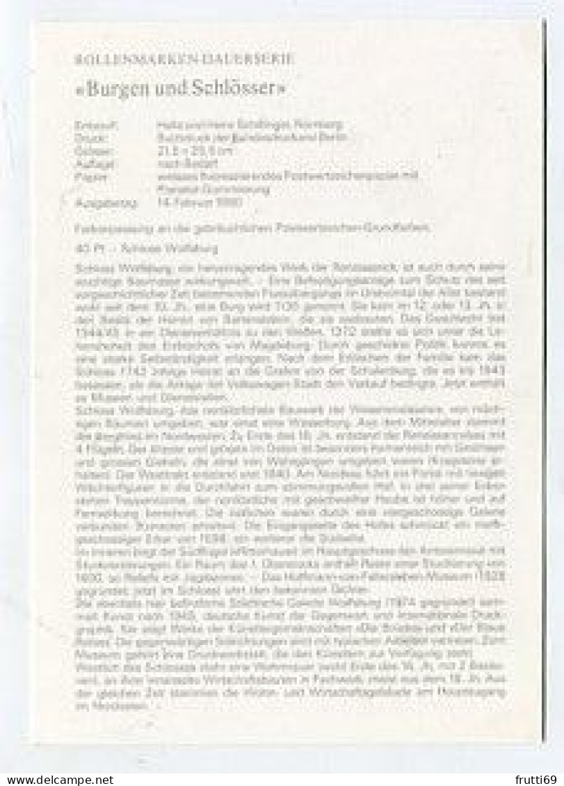 MC 158415 GERMANY BERLIN WEST - 1980 - Burgen Und Schlösser - Schloss Wolfsburg - Cartas Máxima