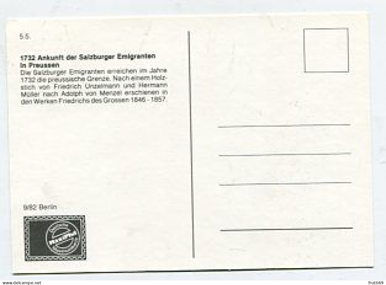 MC 158417 GERMANY BERLIN WEST - 1982 - 1732 Ankunft Der Salzburger Emigranten In Preussen - Cartas Máxima