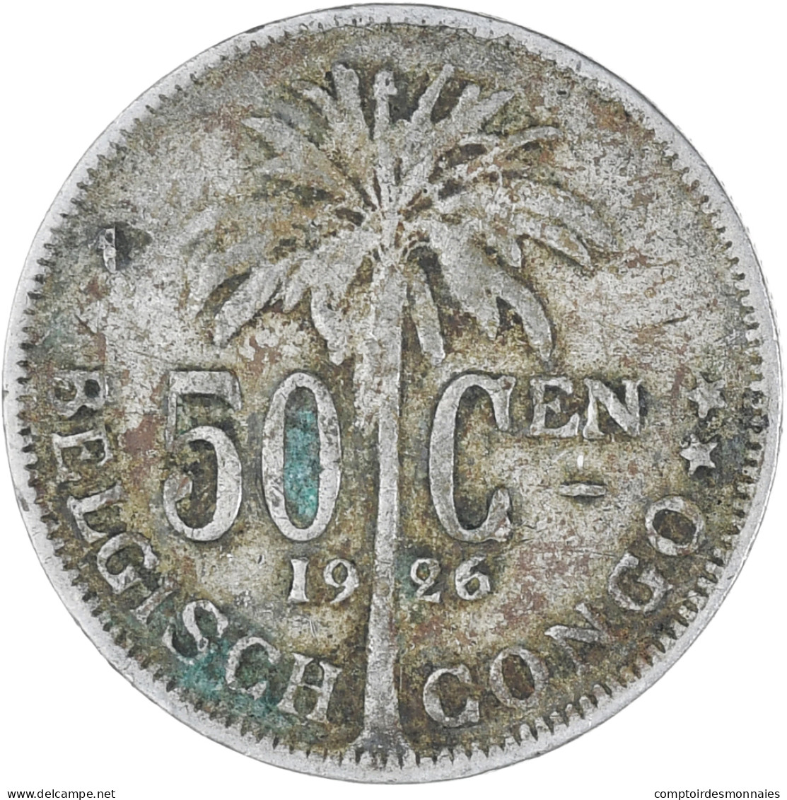 Monnaie, Congo Belge, 50 Centimes, 1926, TB+, Cupro-nickel, KM:23 - 1910-1934: Albert I