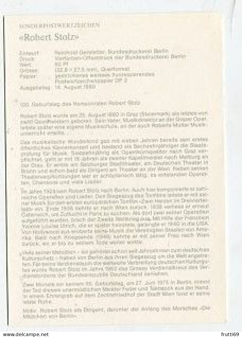 MC 158418 GERMANY BERLIN WEST - 1980 - Robert Stolz - Cartas Máxima