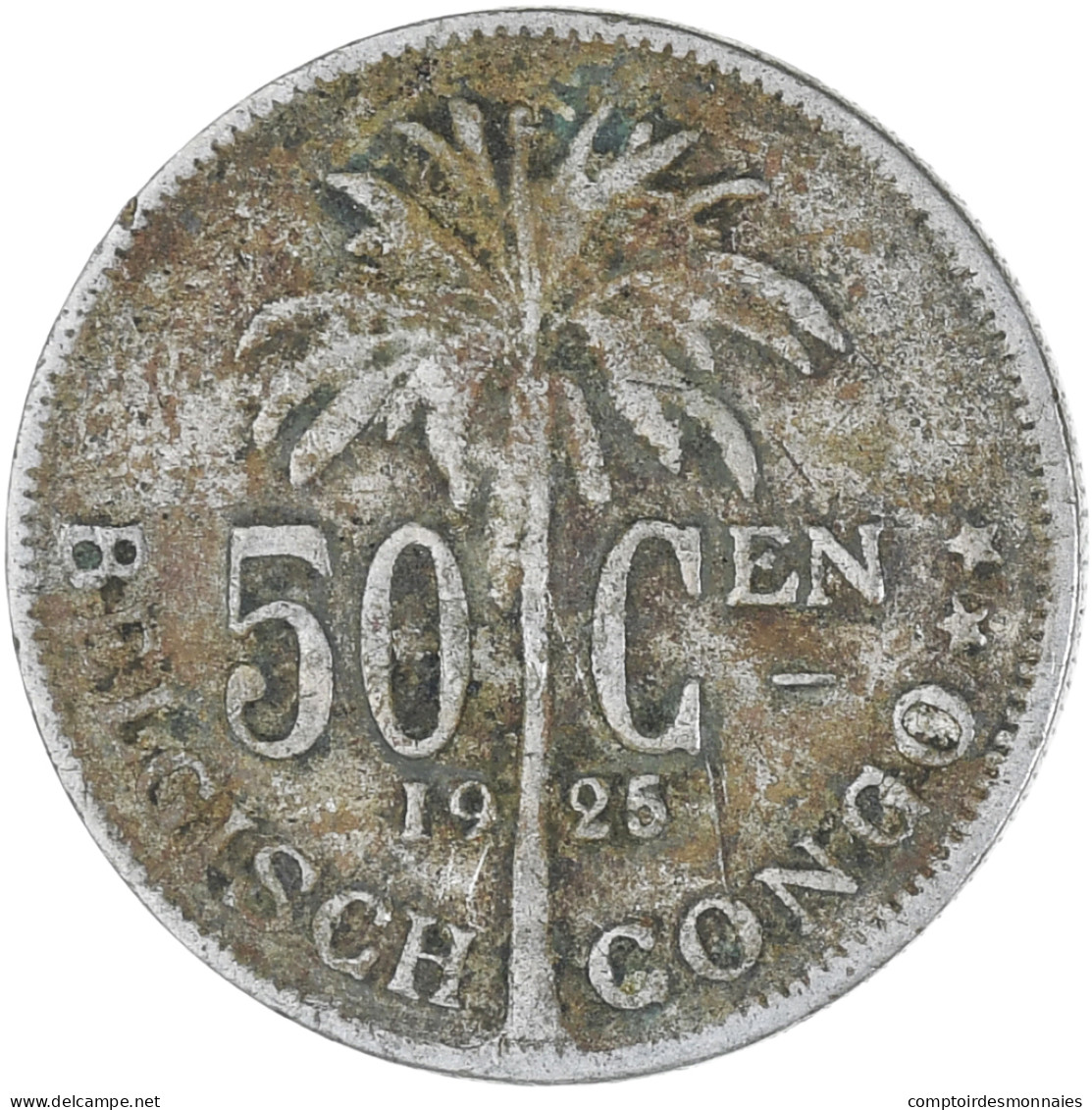 Monnaie, Congo Belge, 50 Centimes, 1925, TB+, Cupro-nickel, KM:22 - 1910-1934: Albert I.