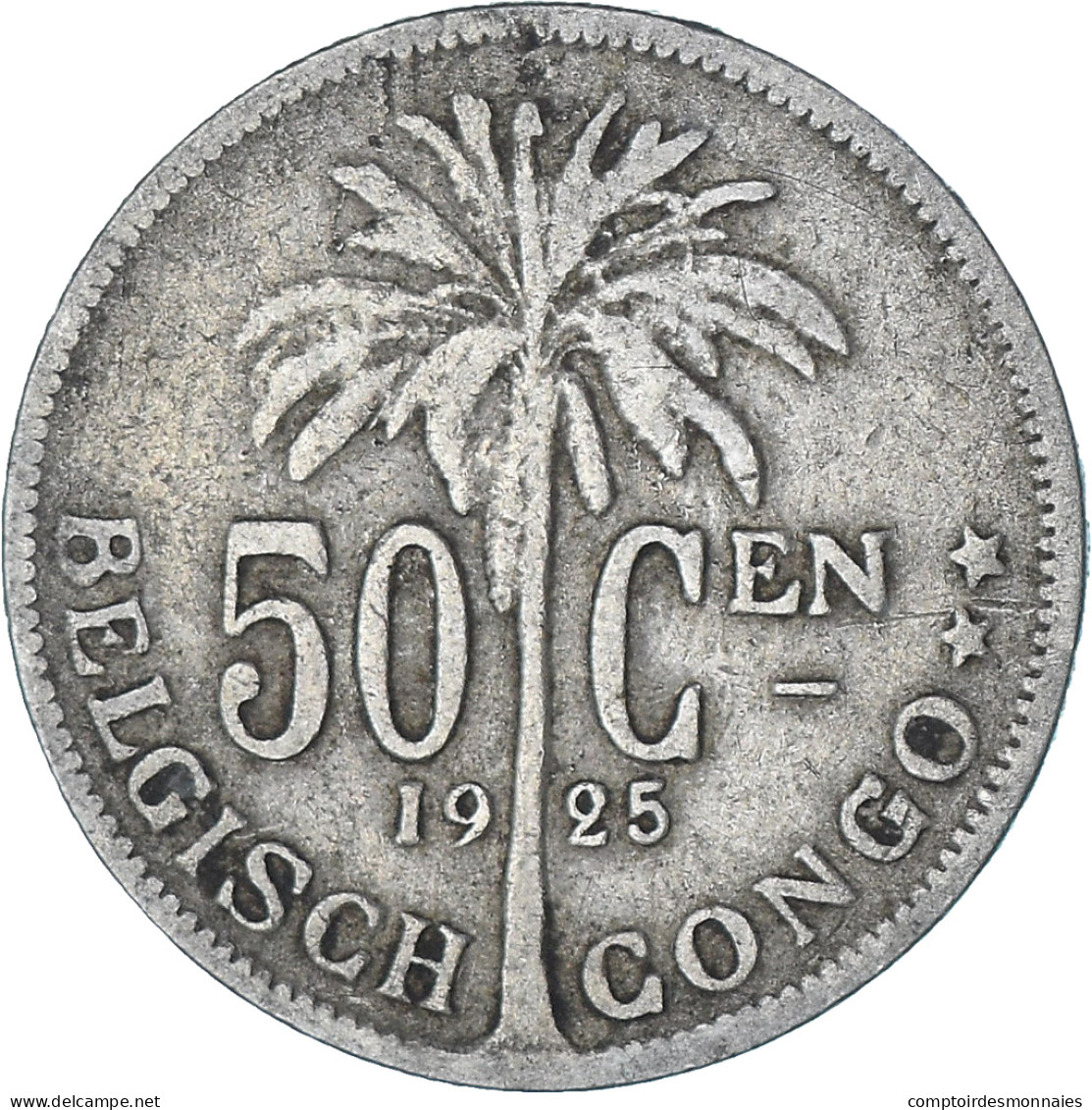 Monnaie, Congo Belge, 50 Centimes, 1925, TTB, Cupro-nickel, KM:23 - 1910-1934: Albert I.