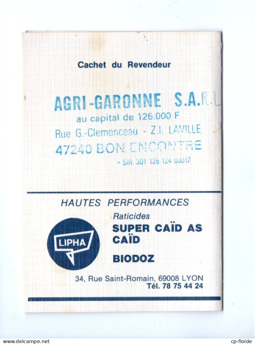 CALENDRIER 1988 . " AGRI-GARONNE " . 47 BON ENCONTRE . FERME DE LA FOREST DU XVIe - Réf. N°37699 - - Small : 1981-90