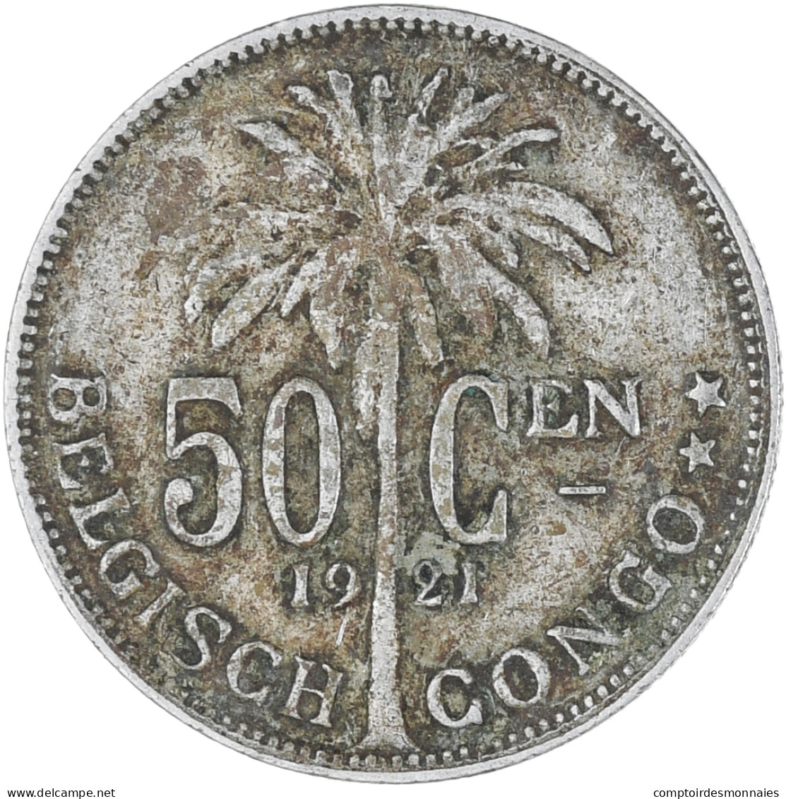 Monnaie, Congo Belge, 50 Centimes, 1921, TB+, Cupro-nickel, KM:23 - 1910-1934: Albert I.