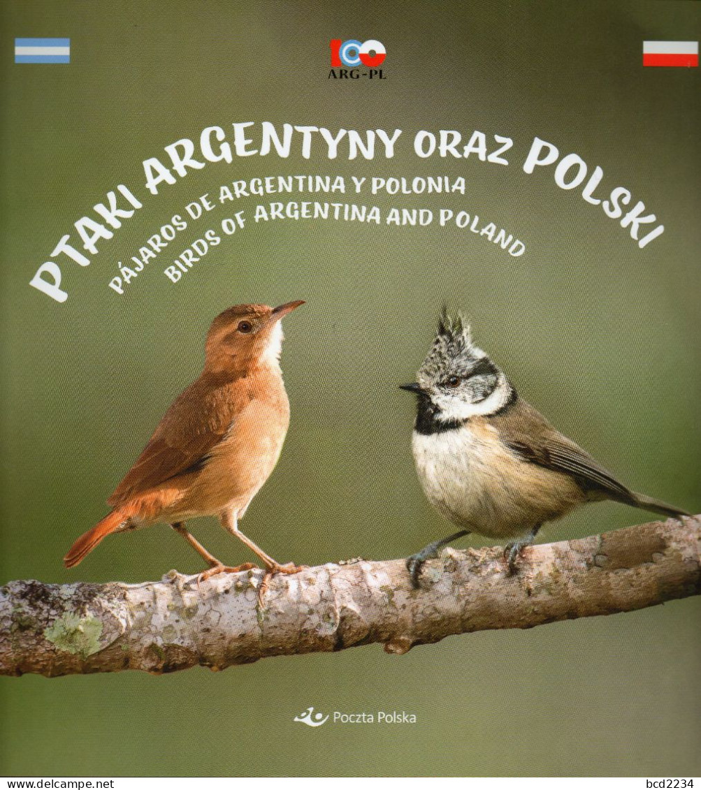 POLAND 2022 POLISH POST OFFICE LIMITED EDITION FOLDER: BIRDS OF ARGENTINA  POLAND CRESTED TIT RUFOUS HORNERO JOINT ISSUE - Covers & Documents