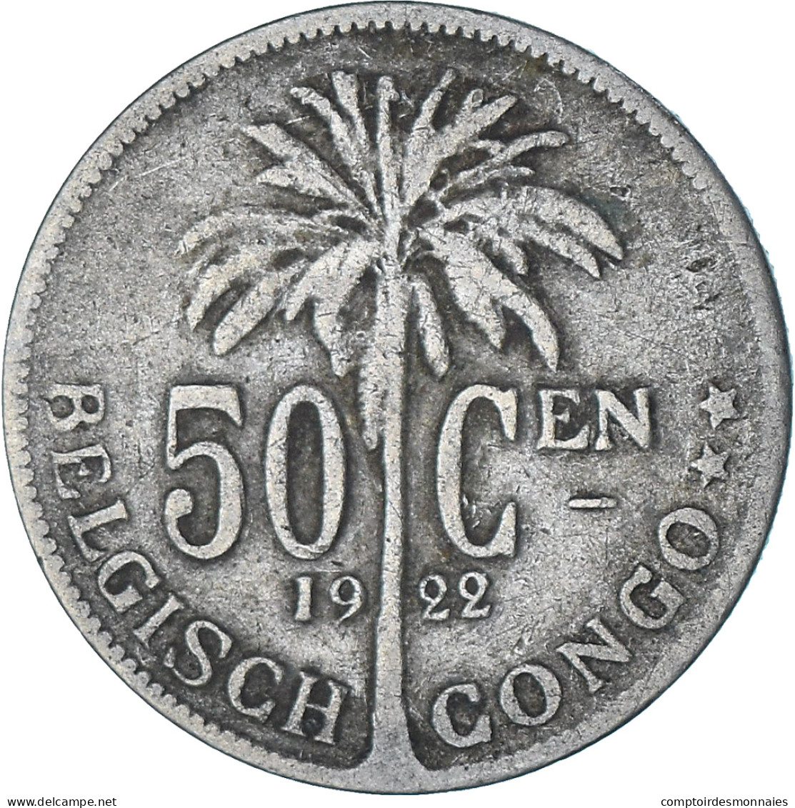 Monnaie, Congo Belge, 50 Centimes, 1922, TTB, Cupro-nickel, KM:23 - 1910-1934: Albert I