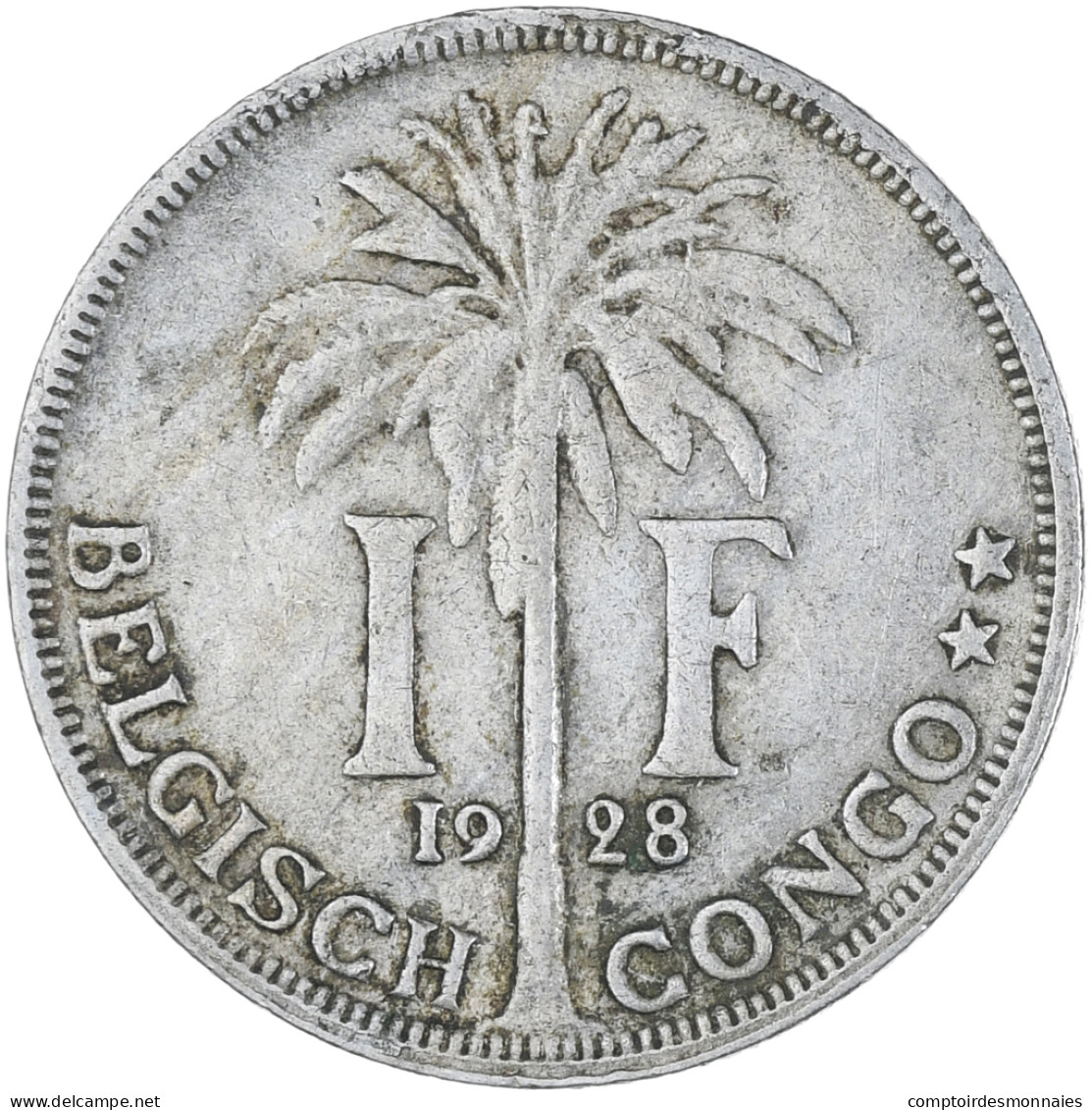 Monnaie, Congo Belge, Franc, 1928, TTB+, Cupro-nickel, KM:21 - 1910-1934: Alberto I