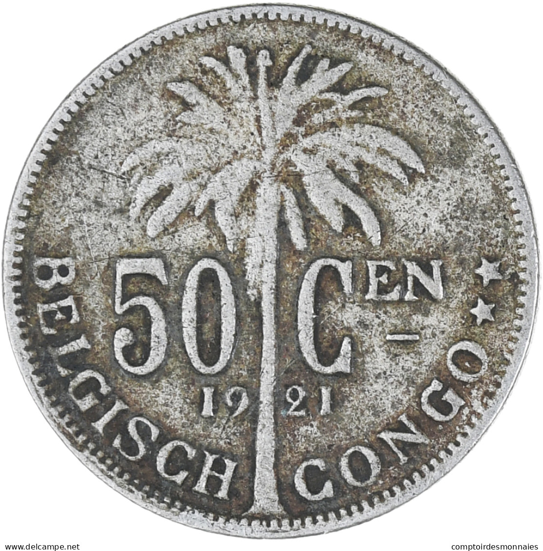 Monnaie, Congo Belge, 50 Centimes, 1921, TB+, Cupro-nickel, KM:23 - 1910-1934: Alberto I