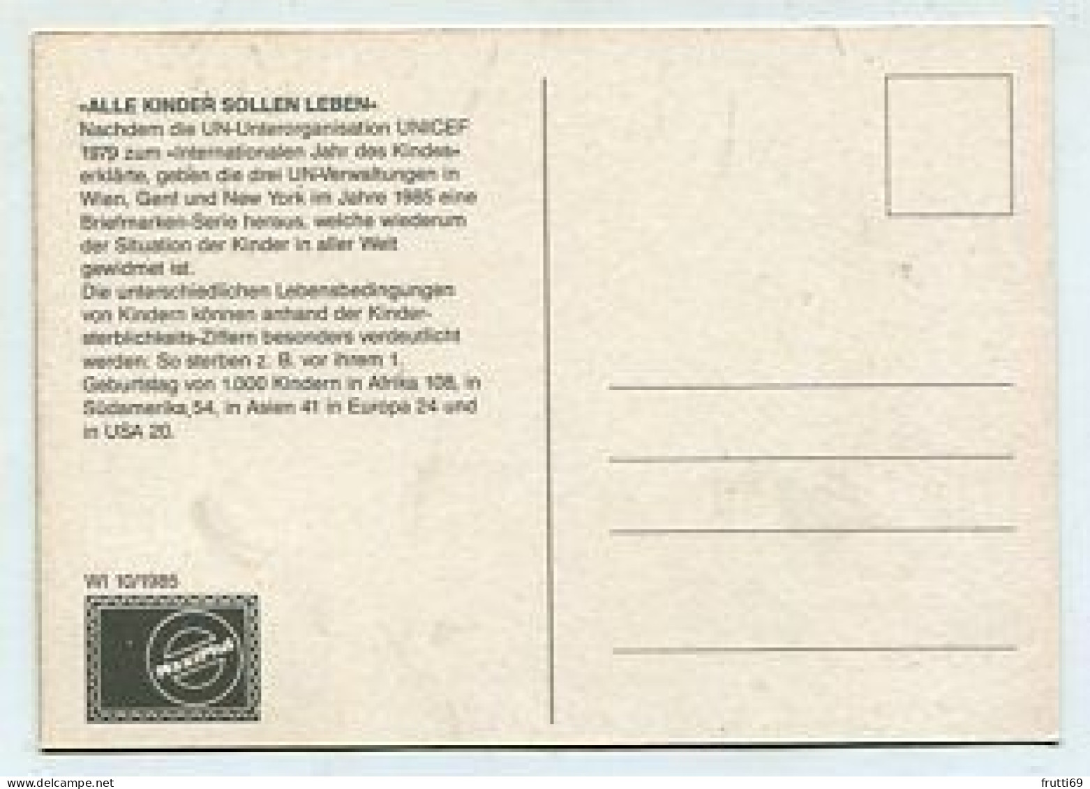 MC 158452 UNITED NATIONS - Wien - 1985 - Alle Kinder Sollen Leben - Cartes-maximum