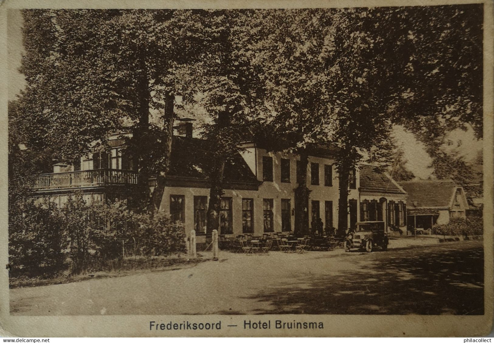Frederiksoord (Dr.) Hotel Bruinsma 19?? Vlekkig En Ronde Hoeken - Otros & Sin Clasificación