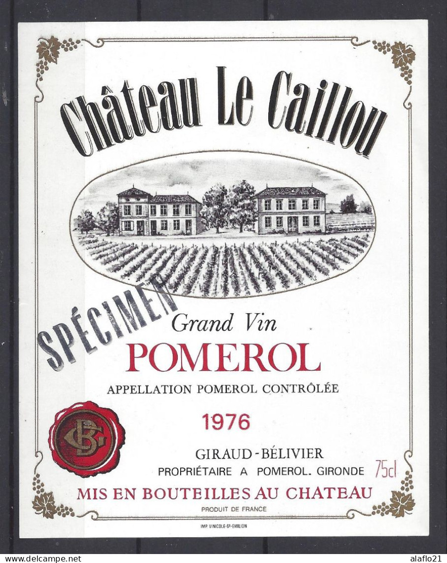 ETIQUETTE - POMEROL - Château Le Caillou 1976 - SPECIMEN - Bordeaux