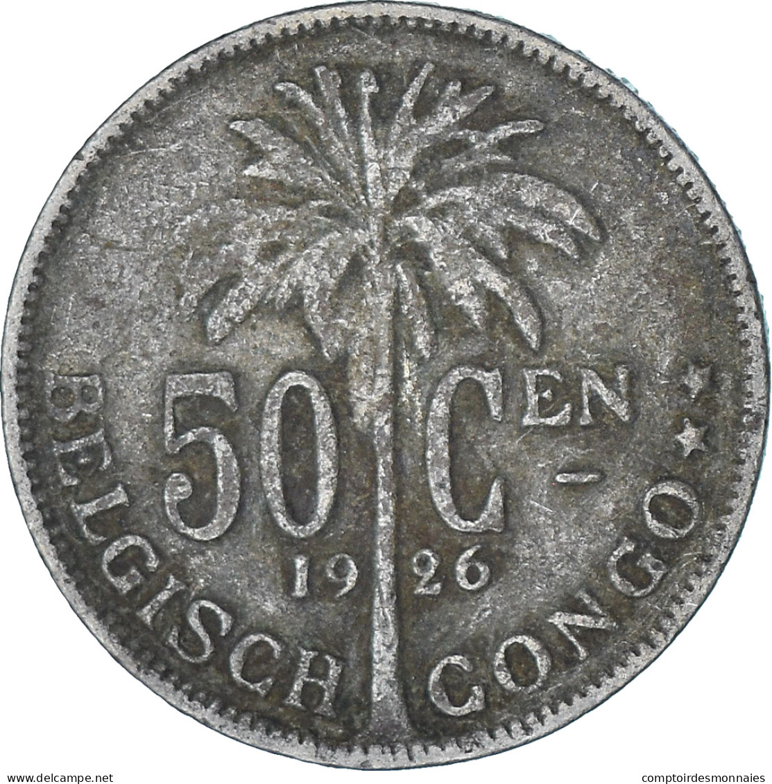 Monnaie, Congo Belge, 50 Centimes, 1926, TTB, Cupro-nickel, KM:23 - 1910-1934: Albert I.