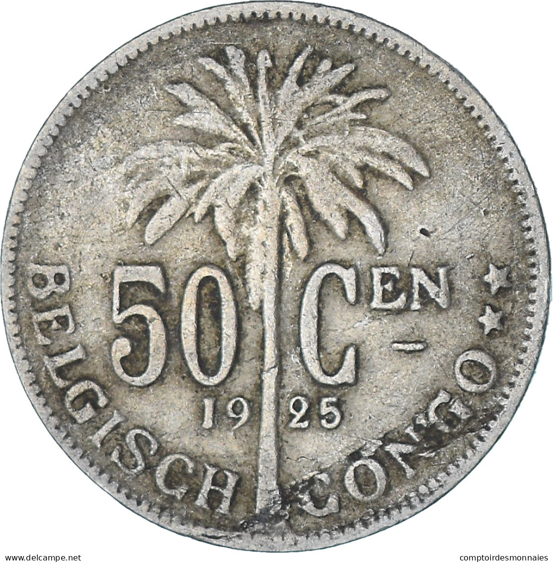 Monnaie, Congo Belge, 50 Centimes, 1925, TTB, Cupro-nickel, KM:23 - 1910-1934: Albert I.