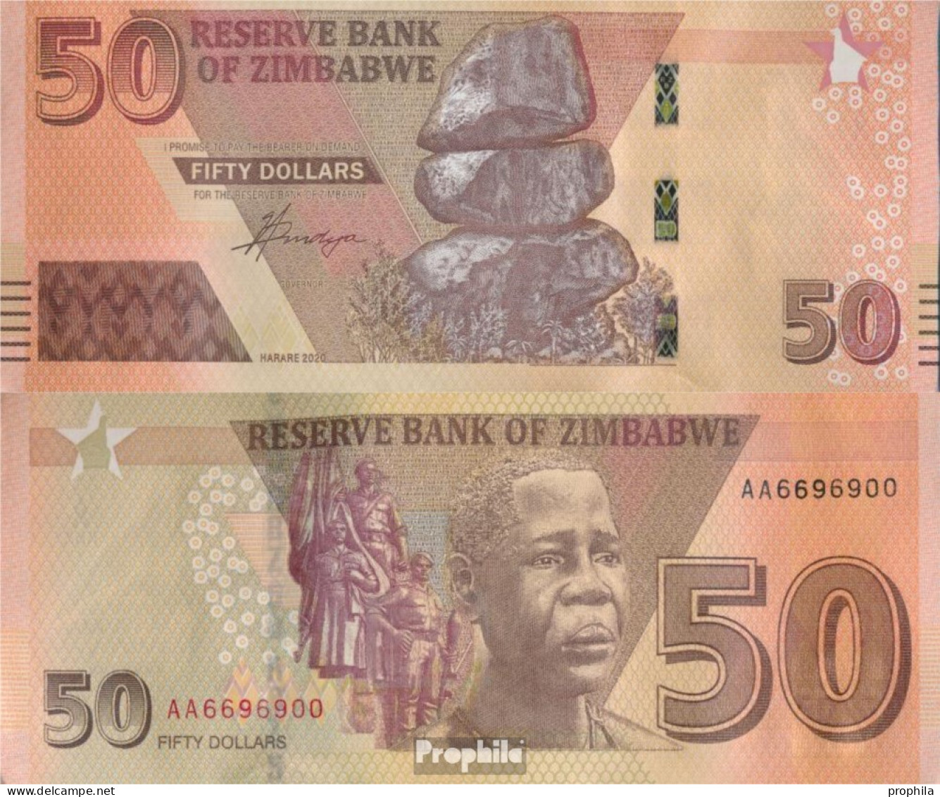 Simbabwe Pick-Nr: W103 (2020) Bankfrisch 2020 50 Dollars - Zimbabwe