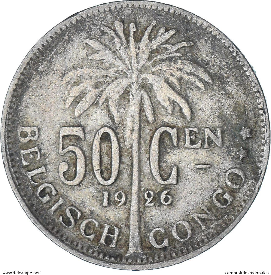 Monnaie, Congo Belge, 50 Centimes, 1926, TTB, Cupro-nickel, KM:23 - 1910-1934: Albert I