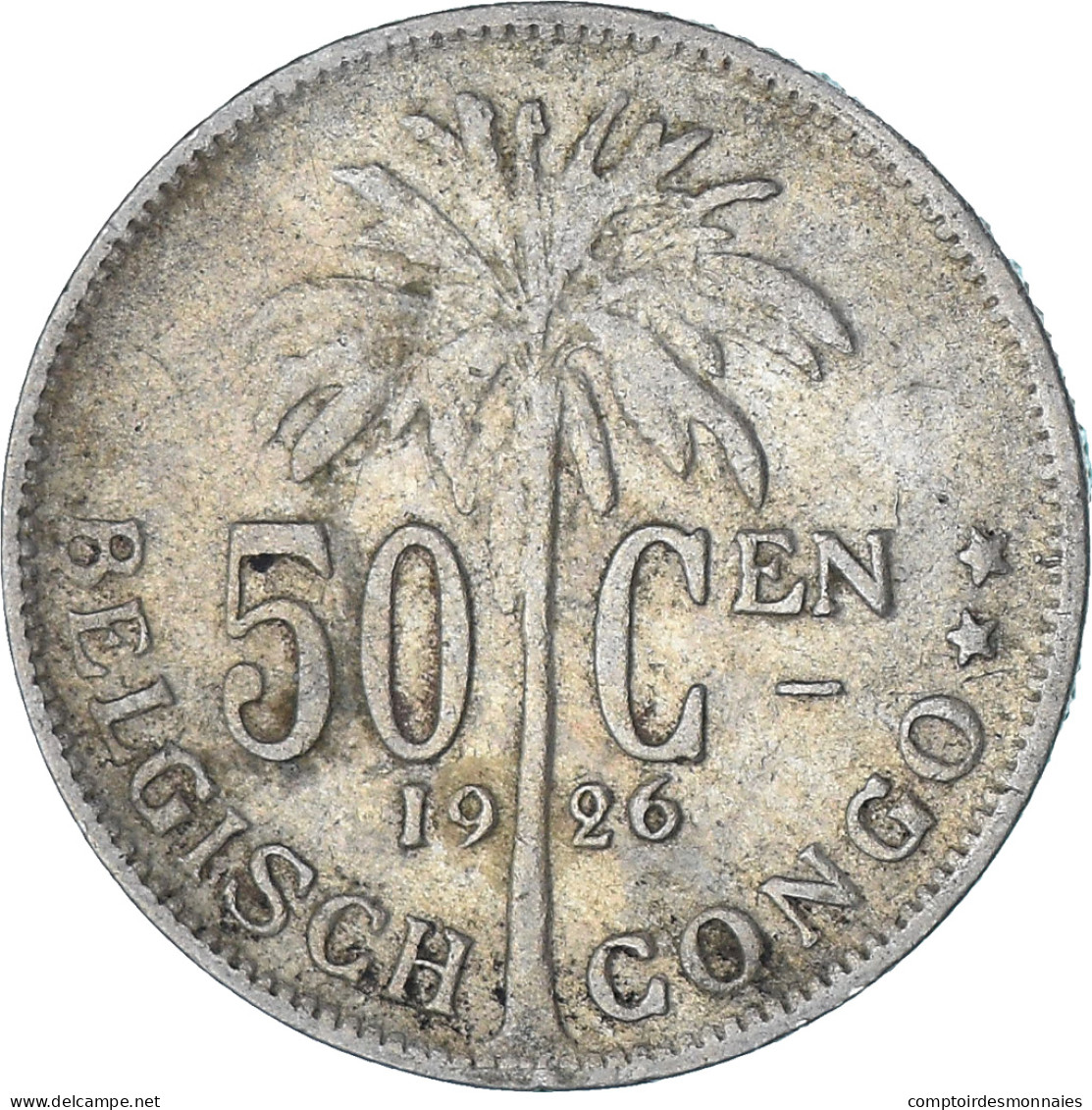 Monnaie, Congo Belge, 50 Centimes, 1926, TTB, Cupro-nickel, KM:23 - 1910-1934: Albert I.