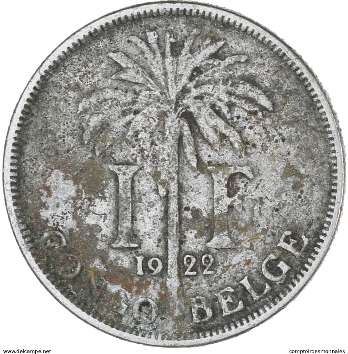 Monnaie, Congo Belge, Franc, 1922, TTB, Cupro-nickel, KM:20 - 1910-1934: Albert I.