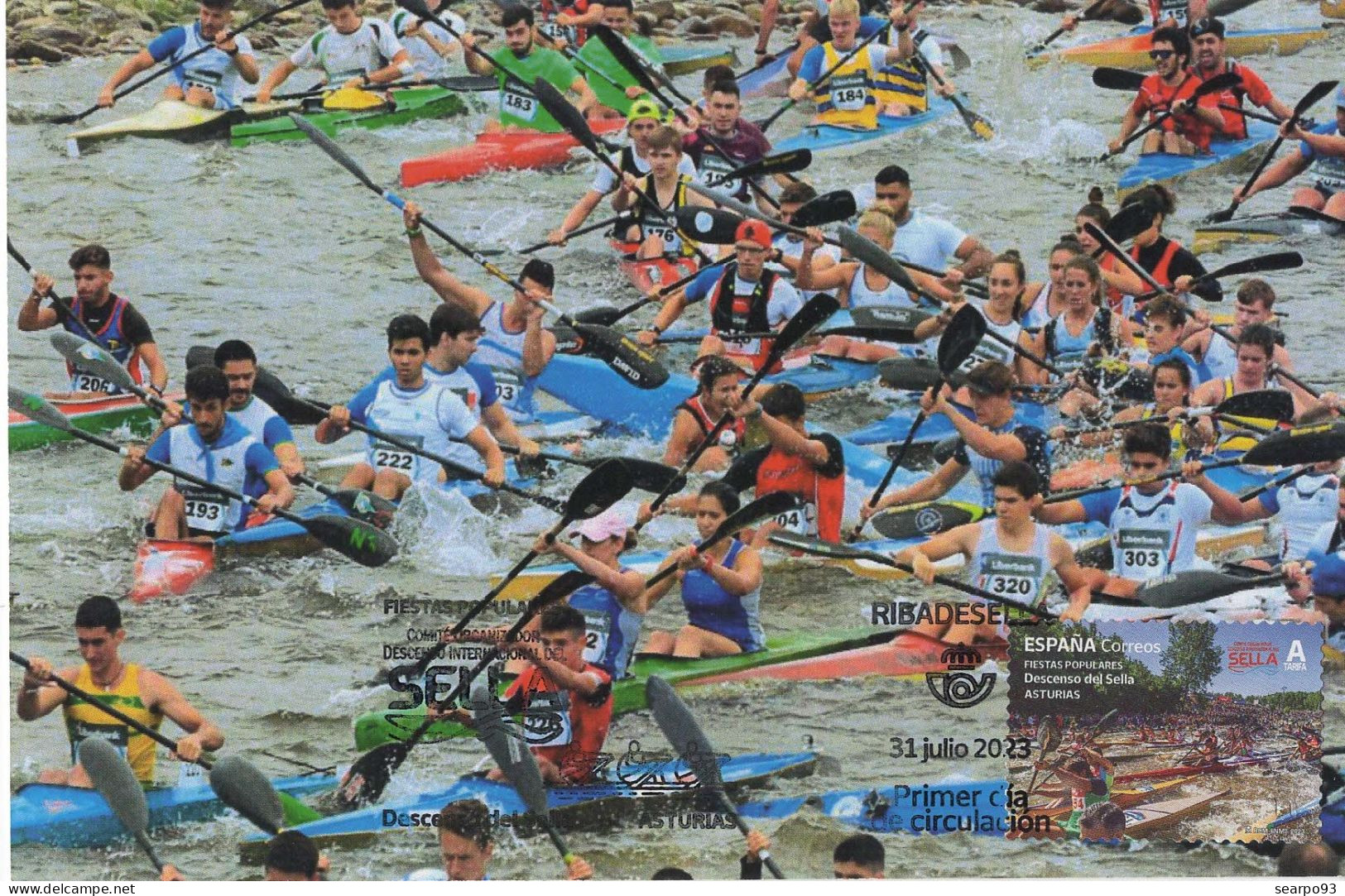 SPAIN. MAXICARD FIRST DAY. INTERNATIONAL DESCENT OF THE SELLA RIVER. CANOEING. RIBADESELLA. 2023 - Tarjetas Máxima