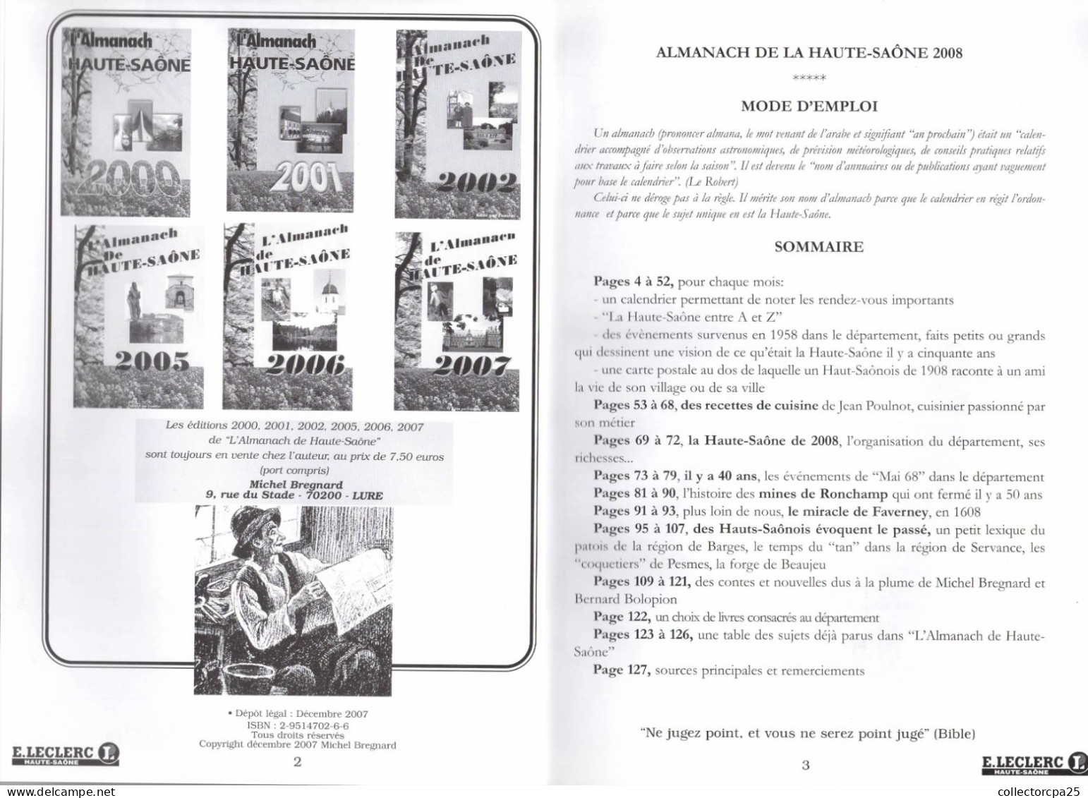 L'Almanach De Haute-Saone Année 2008 Par Michel Bregnard ( Franche-Comté ) - Franche-Comté